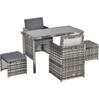 Outsunny - 11tlg Polyrattan Set - Polirattan - Szary - Outdoor furniture set Outsunny - 11tlg Polyrattan Set - Polirattan - Szary - Outdoor furniture set