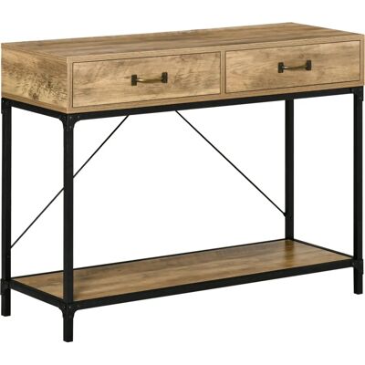 HOMCOM - Beistelltisch 2 Schubladen Unterregal Vintage Braun Schwarz 100x35x76cm - Vintage Braun Schwarz - 2 Schubladen - console table HOMCOM - Beistelltisch 2 Schubladen Unterregal Vintage Braun Schwarz 100x35x76cm - Vintage Braun Schwarz - 2 Schubladen - console table