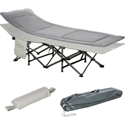 Outsunny Tragbares Klappbett mit Kopfkissen, Seitentasche - Campingbett Outsunny Tragbares Klappbett mit Kopfkissen, Seitentasche - Campingbett