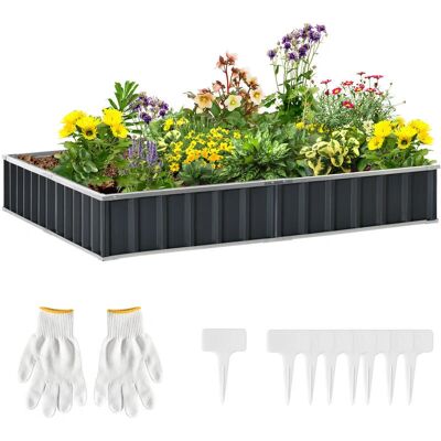 Bord de jardin surélevé en acier Outsunny DIY avec marqueurs de plantes - Publicité Bord de jardin surélevé en acier Outsunny DIY avec marqueurs de plantes - Publicité