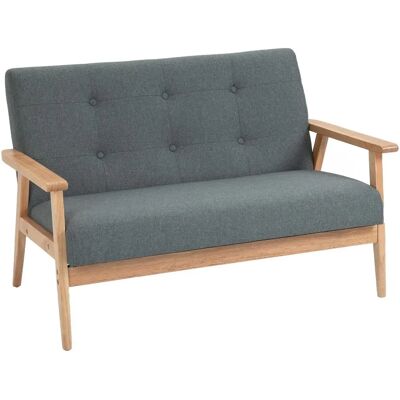 HOMCOM - 2-Sitzer Linen Rubberwood - Grau - Sofa HOMCOM - 2-Sitzer Linen Rubberwood - Grau - Sofa