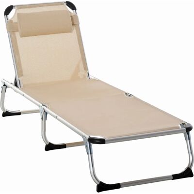 Outsunny Puutarhan loungeri - Säädettävä, Taitettava, Alumiini, Mesh, Beigen - Puutarhan loungeri Outsunny Puutarhan loungeri - Säädettävä, Taitettava, Alumiini, Mesh, Beigen - Puutarhan loungeri