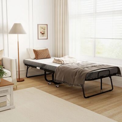 HOMCOM Letto Ospiti Pieghevole Acciaio Schiuma Bianco Nero - Letto Ospiti HOMCOM Letto Ospiti Pieghevole Acciaio Schiuma Bianco Nero - Letto Ospiti