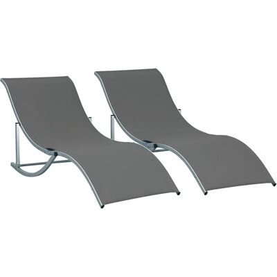 Zestaw Krzeseł Ogrodowych Outsunny - Forma S Ergonomiczna, Aluminium, Szary - Meble Ogrodowe Zestaw Krzeseł Ogrodowych Outsunny - Forma S Ergonomiczna, Aluminium, Szary - Meble Ogrodowe