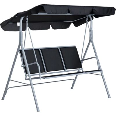 Outsunny Hollywoodschaukel 3-Sitzer elegante Gartenschaukel mit Dach Metallrahmen Schwarz Silber 171x108x154cm Outsunny Hollywoodschaukel 3-Sitzer elegante Gartenschaukel mit Dach Metallrahmen Schwarz Silber 171x108x154cm