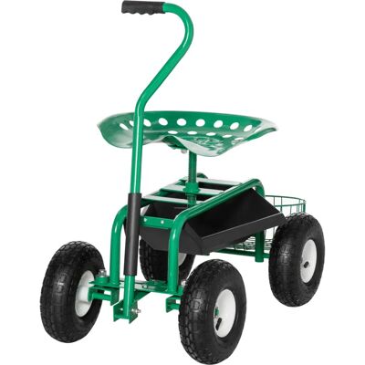 Carrello da Giardino Outsunny con Sedile Regolabile - Aiuto Resistente e Mobile Carrello da Giardino Outsunny con Sedile Regolabile - Aiuto Resistente e Mobile