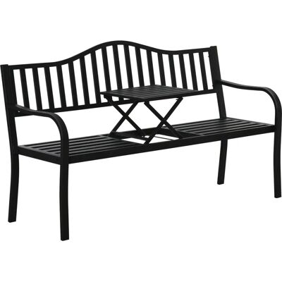 Outsunny Gartenbank mit ausziehbarem Tisch - Gartenbank, Metall Sitzbank Outsunny Gartenbank mit ausziehbarem Tisch - Gartenbank, Metall Sitzbank