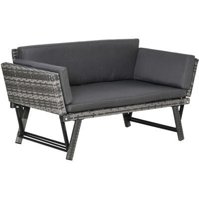 Canapé de jardin gris Outsunny avec accoudoirs rabattables - Mobilier d'extérieur - Publicité Canapé de jardin gris Outsunny avec accoudoirs rabattables - Mobilier d'extérieur - Publicité