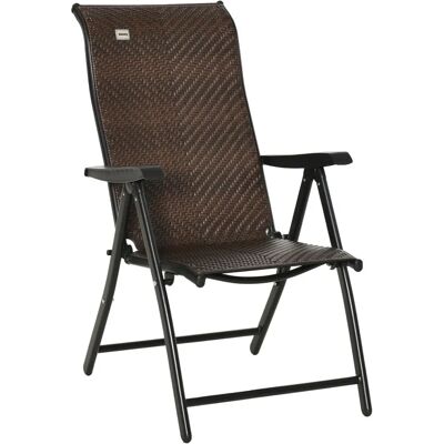 Outsunny - Składana leżanka - Brązowa - PE Rattan - Leżanka ogrodowa Outsunny - Składana leżanka - Brązowa - PE Rattan - Leżanka ogrodowa