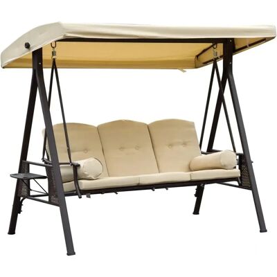 Outsunny - Hollywoodschaukel - Khaki - 3-Seater - Outdoor swing Outsunny - Hollywoodschaukel - Khaki - 3-Seater - Outdoor swing