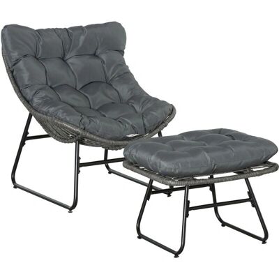 Set di Poltrone in Rattan da Giardino Outsunny - Cuscini Ergonomici Set di Poltrone in Rattan da Giardino Outsunny - Cuscini Ergonomici