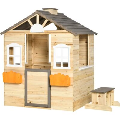 Outsunny Holzhäuschen für Kinder mit Fenster, Briefkasten, Garten, 3-7 Jahre Outsunny Holzhäuschen für Kinder mit Fenster, Briefkasten, Garten, 3-7 Jahre