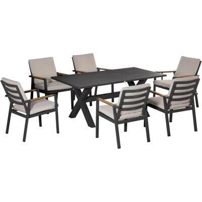 Outsunny Gartenmöbel-Set für 6 Personen, wetterbeständig, 6 Stühle & 1 Tisch Outsunny Gartenmöbel-Set für 6 Personen, wetterbeständig, 6 Stühle & 1 Tisch