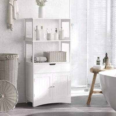 kleankin - 60 x 33 x 122,5 cm Weiß - 2 offene Regale - Bathroom cabinet kleankin - 60 x 33 x 122,5 cm Weiß - 2 offene Regale - Bathroom cabinet