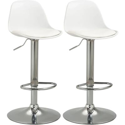 HOMCOM - 2er-Set Drehstühle mit Lehne - Biały - Bar Stool HOMCOM - 2er-Set Drehstühle mit Lehne - Biały - Bar Stool