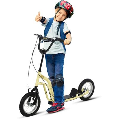 HOMCOM Kinderroller - 12 Zoll Gummi Aluminium Beige - Kinderscooter ab 5 Jahre HOMCOM Kinderroller - 12 Zoll Gummi Aluminium Beige - Kinderscooter ab 5 Jahre