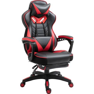Vinsetto HOMCOM Gaming Chair with Massage Function - Nero-Azzurro - PU Pellicola? PU Leather - B68xT69xH108-117cm - Sedia da ufficio Vinsetto HOMCOM Gaming Chair with Massage Function - Nero-Azzurro - PU Pellicola? PU Leather - B68xT69xH108-117cm - Sedia da ufficio