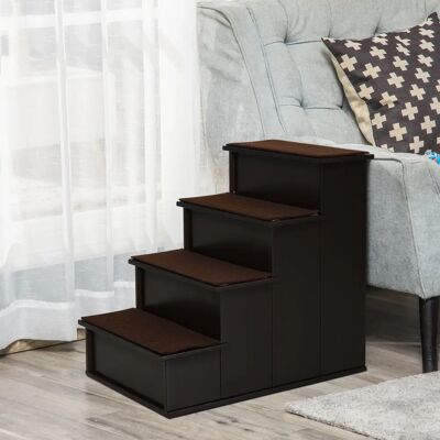 PawHut Haustiertreppe - MDF Dunkelbraun 4-stufig für ältere & mobilitätsprobleme PawHut Haustiertreppe - MDF Dunkelbraun 4-stufig für ältere & mobilitätsprobleme