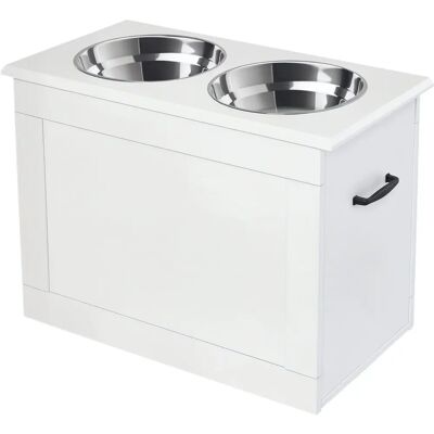 PawHut - 60 cm MDF - Biały - Stal nierdzewna - Stanowisko do karmienia zwierząt PawHut - 60 cm MDF - Biały - Stal nierdzewna - Stanowisko do karmienia zwierząt