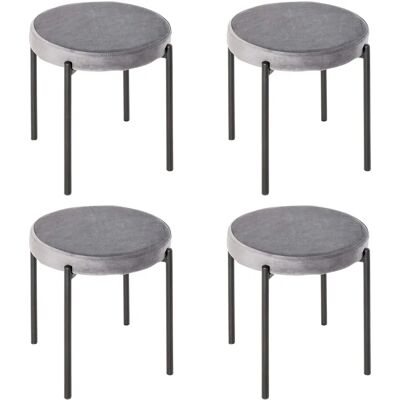 HOMCOM - Velvet Hocker-Set - Grau - Hocker HOMCOM - Velvet Hocker-Set - Grau - Hocker