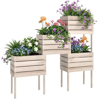 Outsunny - Hochbeet 30x60x50 - Beige - Hochbeet Pflanzgefäß Outsunny - Hochbeet 30x60x50 - Beige - Hochbeet Pflanzgefäß