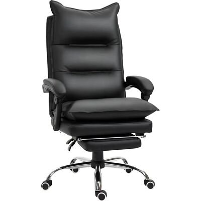 Vinsetto Toimistotuoli - Musta - Korkeudensäätö jalustalla - Ergonominen PU-iholainen Vinsetto Toimistotuoli - Musta - Korkeudensäätö jalustalla - Ergonominen PU-iholainen