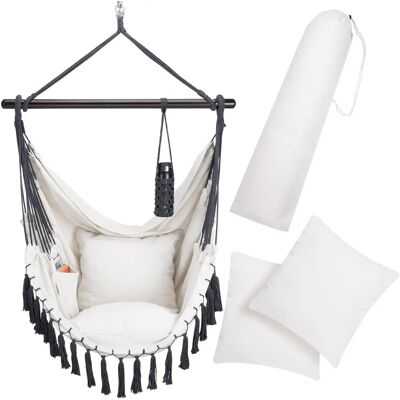 Chaise Suspendue Detex XL avec Porte-gobelet et Franges - Publicité Chaise Suspendue Detex XL avec Porte-gobelet et Franges - Publicité