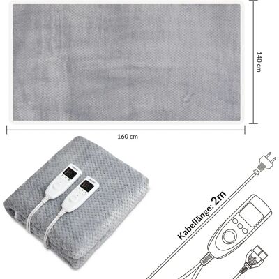 Manta eléctrica Monzana - 160x140cm - Gris - Ajustable y Segura Manta eléctrica Monzana - 160x140cm - Gris - Ajustable y Segura