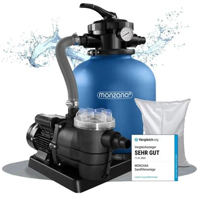 Monzana Sand Filtersystem - 11.000 L/h, 30L Tank, Eco Glasmedien Monzana Sand Filtersystem - 11.000 L/h, 30L Tank, Eco Glasmedien