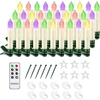 Monzana - Juego de 30 velitas LED con accesorios - Decoración de Navidad - Multicolor Monzana - Juego de 30 velitas LED con accesorios - Decoración de Navidad - Multicolor