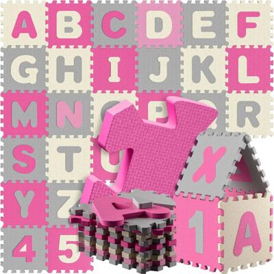 Spielwerk Puzzle Spielmatte Pink - Puzzle Spielmatte für Kinder mit Buchstaben & Zahlen - 3,3m², 86 Teile Spielwerk Puzzle Spielmatte Pink - Puzzle Spielmatte für Kinder mit Buchstaben & Zahlen - 3,3m², 86 Teile