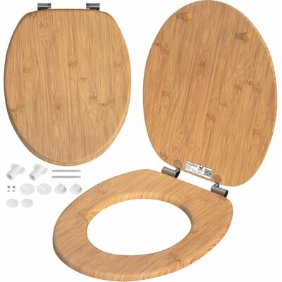 Casaria Toilet Seat with Auto Slow Close - Bamboo, 45.7x38cm Casaria Toilet Seat with Auto Slow Close - Bamboo, 45.7x38cm