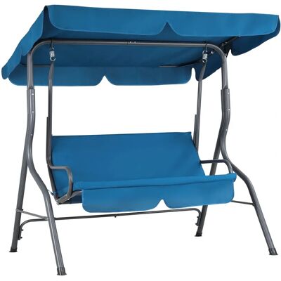 Balancelle de Jardin Casaria Hollywood avec Tente Ajustable pour 2 Bleu - Publicité Balancelle de Jardin Casaria Hollywood avec Tente Ajustable pour 2 Bleu - Publicité