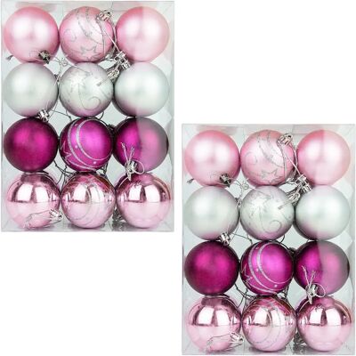 Casaria Decorazioni Natalizie - 24 Palline Rosa - Ø 6cm Casaria Decorazioni Natalizie - 24 Palline Rosa - Ø 6cm