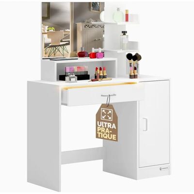 Toeletta Jocelyn Bianca con Illuminazione LED - Tavolo da Trucco Toeletta Jocelyn Bianca con Illuminazione LED - Tavolo da Trucco