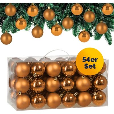 Deuba Christmas Baubles Set of 54 Copper Brown Decor Deuba Christmas Baubles Set of 54 Copper Brown Decor