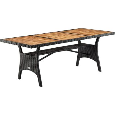 Mesa de Jardín Casaria - 190x90x74cm - Poliratán resistente a la intemperie y madera de acacia - Para 8 personas Mesa de Jardín Casaria - 190x90x74cm - Poliratán resistente a la intemperie y madera de acacia - Para 8 personas