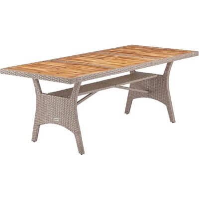 Mesa de Jardín Casaria con Madera de Acacia y Poliratán - A prueba de clima - 190x90x74cm Mesa de Jardín Casaria con Madera de Acacia y Poliratán - A prueba de clima - 190x90x74cm
