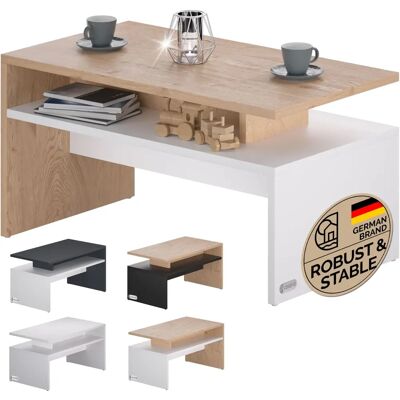 Casaria Sacramento Couchtisch - Stilvolles Zwei-Ebenen Holzdesign - 50kg Belastbarkeit Casaria Sacramento Couchtisch - Stilvolles Zwei-Ebenen Holzdesign - 50kg Belastbarkeit