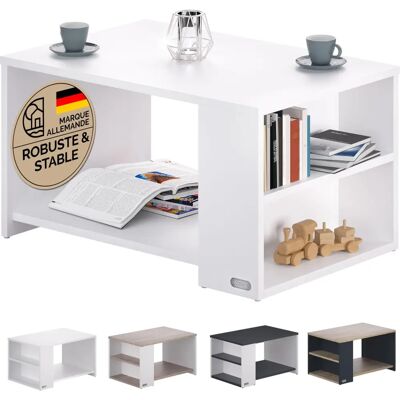 Casaria Coffee Table with Shelf 2 Compartments 90x59x48cm Wooden Max 50kg - Coffee Table Casaria Coffee Table with Shelf 2 Compartments 90x59x48cm Wooden Max 50kg - Coffee Table