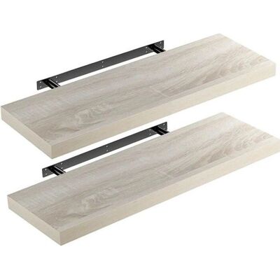 Casaria - 2x Mensole sospese 70cm - Rovere - Legno - Scaffale a parete Casaria - 2x Mensole sospese 70cm - Rovere - Legno - Scaffale a parete