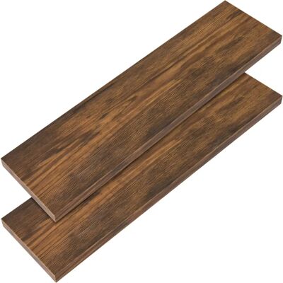 Casaria - 2pc Wall Shelves - Dark Oak 90cm - Wall Shelves Casaria - 2pc Wall Shelves - Dark Oak 90cm - Wall Shelves