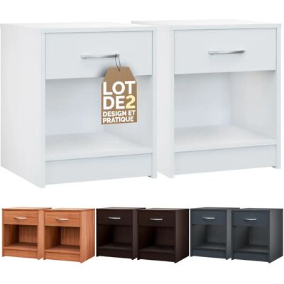 Casaria - Nachttisch Set - 50x40x35cm - Weiß - Beistelltisch mit Schublade & Stauraum Casaria - Nachttisch Set - 50x40x35cm - Weiß - Beistelltisch mit Schublade & Stauraum