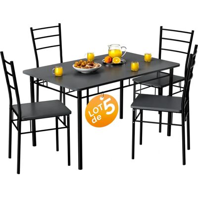 Casaria Essgruppe mit 4 Holzstühlen - Modern, Robust, Platzsparend - Esstisch-Set Casaria Essgruppe mit 4 Holzstühlen - Modern, Robust, Platzsparend - Esstisch-Set