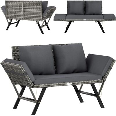 Banquette de Jardin Casaria 2-en-1 Réglable pour 3 Personnes Banquette de Jardin Casaria 2-en-1 Réglable pour 3 Personnes