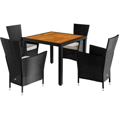 Casaria Gartenmöbel-Set - Tisch 90x90cm & 4 stapelbare Stühle Casaria Gartenmöbel-Set - Tisch 90x90cm & 4 stapelbare Stühle