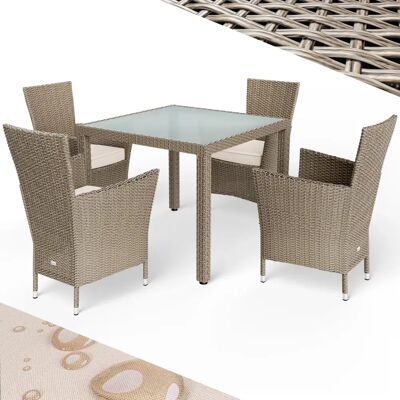 Casaria Garden Furniture Set - 5 Pieces - Beige - Weatherproof Casaria Garden Furniture Set - 5 Pieces - Beige - Weatherproof
