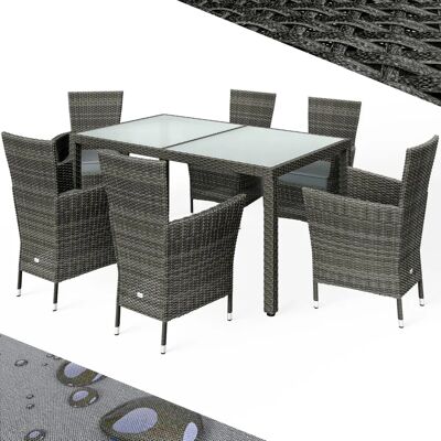 Casaria Gartenmöbel-Set - 150x90cm Frostglas-Tisch, 6 stapelbare Stühle Casaria Gartenmöbel-Set - 150x90cm Frostglas-Tisch, 6 stapelbare Stühle