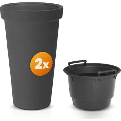 Casaria Gartenblumentöpfe - 63x40cm Anthrazit - Blumentöpfe Casaria Gartenblumentöpfe - 63x40cm Anthrazit - Blumentöpfe