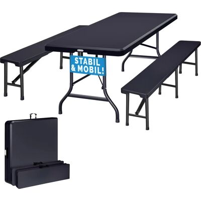 Casaria Biergarten-Set - Kunststoff, Anthrazit 183cm - Gartenmöbel Casaria Biergarten-Set - Kunststoff, Anthrazit 183cm - Gartenmöbel